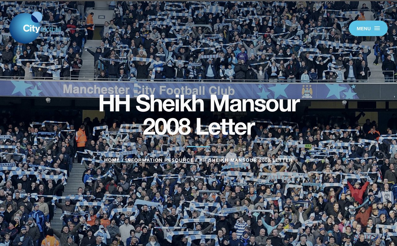 HH Sheikh Mansour 2008 Letter (To City Fans) | Bluemoon - the leading Manchester  City forum