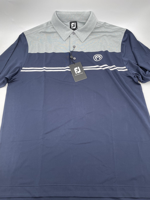 FJ BLOCK LISLE POLO SHIRT GREY/NAVY/WHITE MENS LARGE