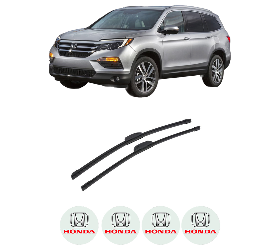 Set stergatoare auto HONDA PILOT din 2008-2015, pentru parbriz auto, 2 bucati, Bosch Aerotwin Retrofit, din cauciuc siliconat rezistent, 4 Stickere Auto HONDA