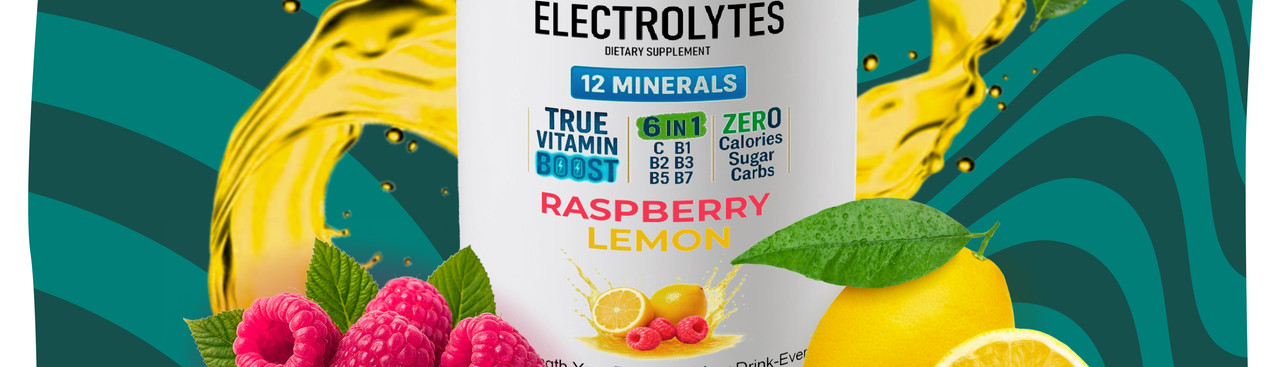 Electrolyte Powder with 12 Minerals and 6 Vitamins Raspberry & Lemon Flavor - 2