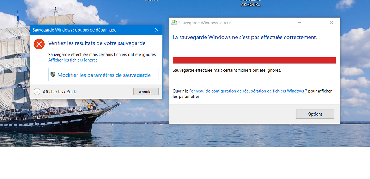 MESSAGE SAUVEGARDE MAUVAIS