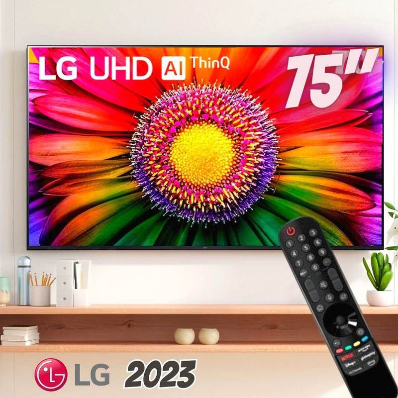 Smart TV 75″ 4K LG UHD ThinQ AI 75UR8750PSA HDR Bluetooth Alexa Google Assistente Airplay2 3 HDMI