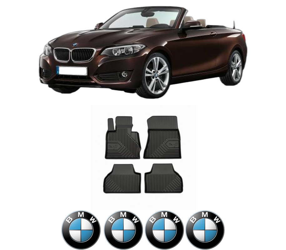 Set covorase presuri BMW Seria X4 (F26) din 2014-2018, auto, din cauciuc thermoplastic, 4 Stickere auto cu BMW Seria