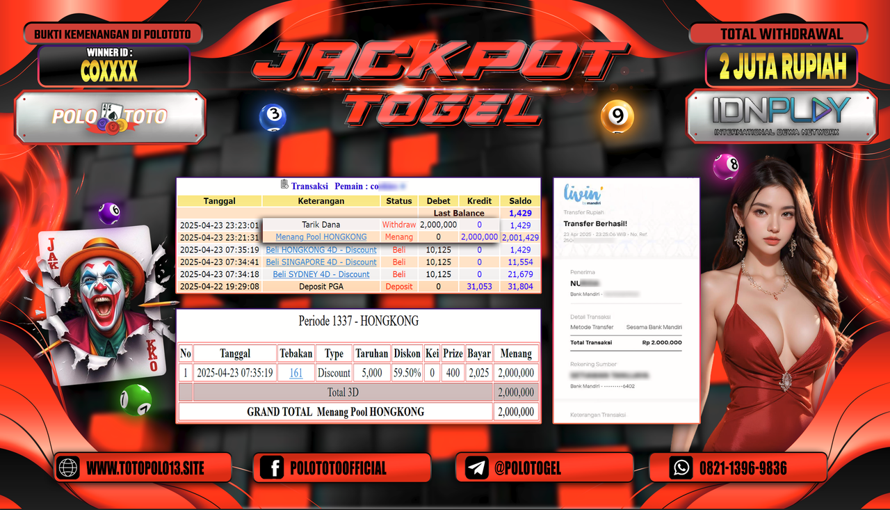 POLOTOTO JACKPOT TOGEL POOL HONGKONG Rp.2.000.000,-