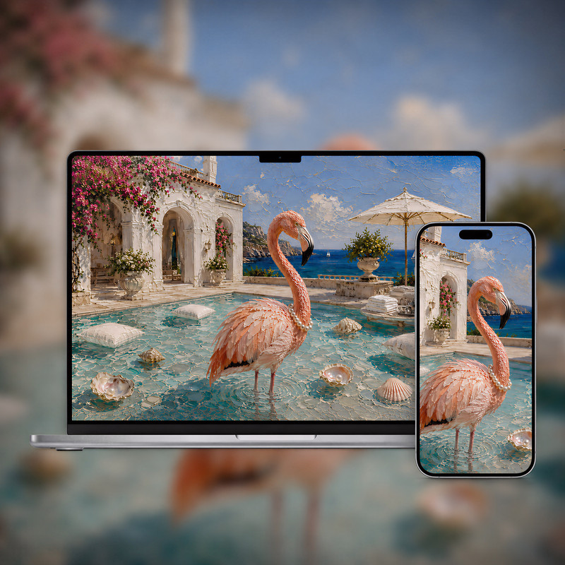 Animalia Privé wallpaper bundle shown on laptop and phone