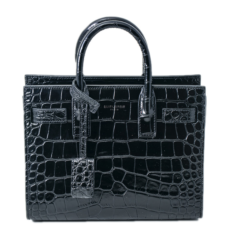 Saint Laurent Crocodile Embossed Black Small Handbag | eBay