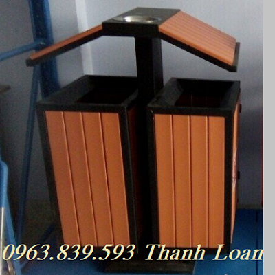 Thùng rác giả gỗ cao cấp đựng rác ngoài trời, thùng rác rẻ / 0963 839 593 Ms.Loan Thung-rac-gia-go-treo-doi-vuong-1
