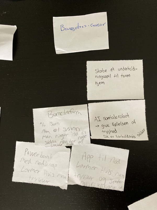 Post-its med tidlige idéer