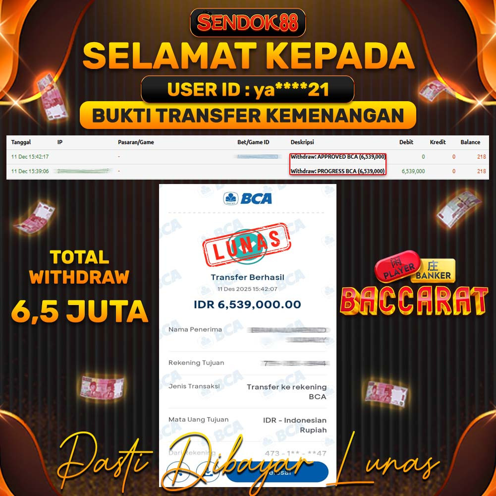 SENDOK88 JEPE! BACCARAT Rp 6.539.000,- LUNAS!