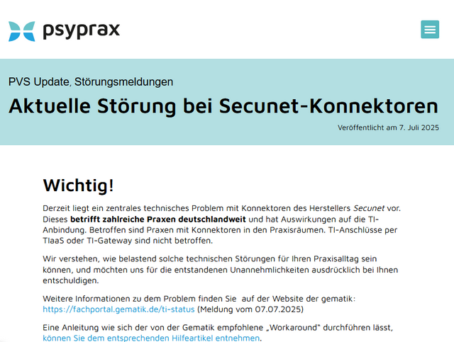 secunet Konnektoren-Ausfall