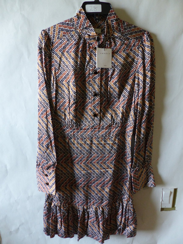 SANDRO PARIS SANEL GREEK KEY PRINT LONG SLEEVE DRESS IN WMNS SIZE 36 SFPRO01342