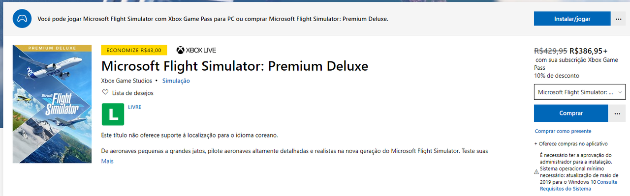 Flight Simulator 2020 Requisitos Mínimos - Microsoft Community