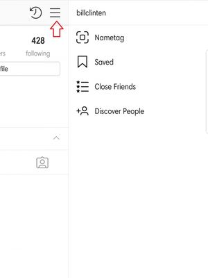 Ikon menu setttings di aplikasi Instagram.