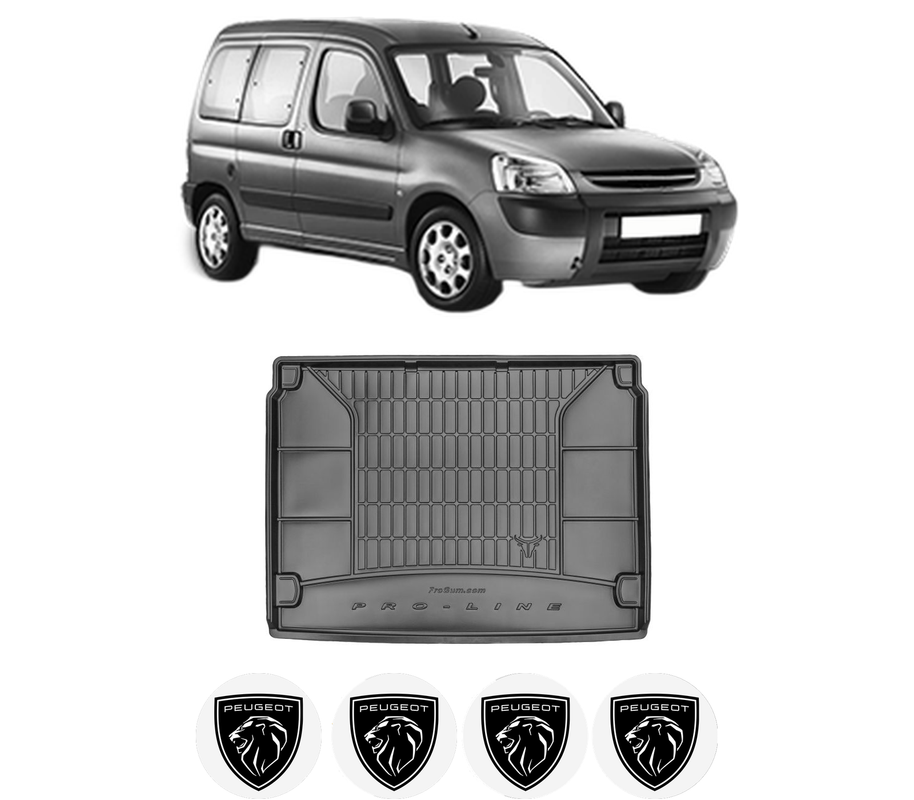 Tavita Portbagaj PEUGEOT PARTNER TEPEE din 2008-2018, Protectie Portbagaj Auto, 4x Stickere auto cu PEUGEOT