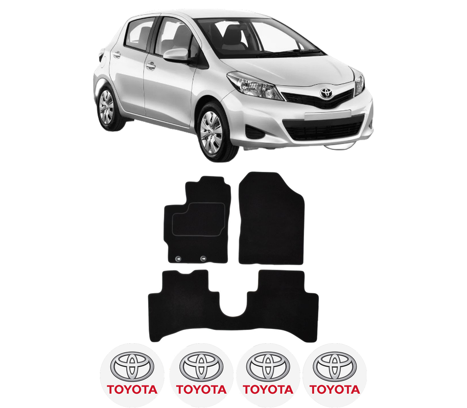 Set Covorase Presuri TOYOTA YARIS (_P13_) din 2010-2020, Auto, Material Textil Mocheta, 4 Stickere auto cu TOYOTA