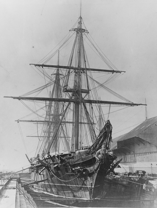 HMS_Warrior_in_drydock_around_1860._(51070268398)