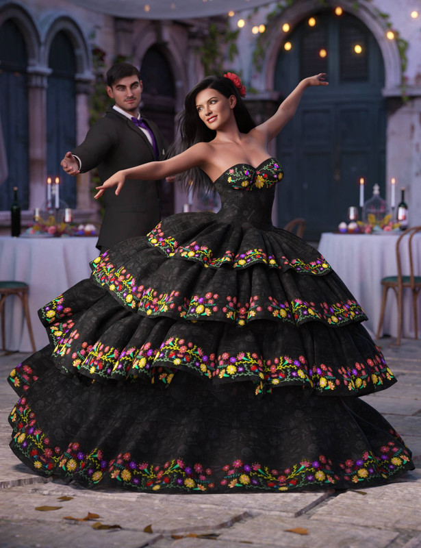 dForce Fiesta Dress for Genesis 8 and 8.1 Females