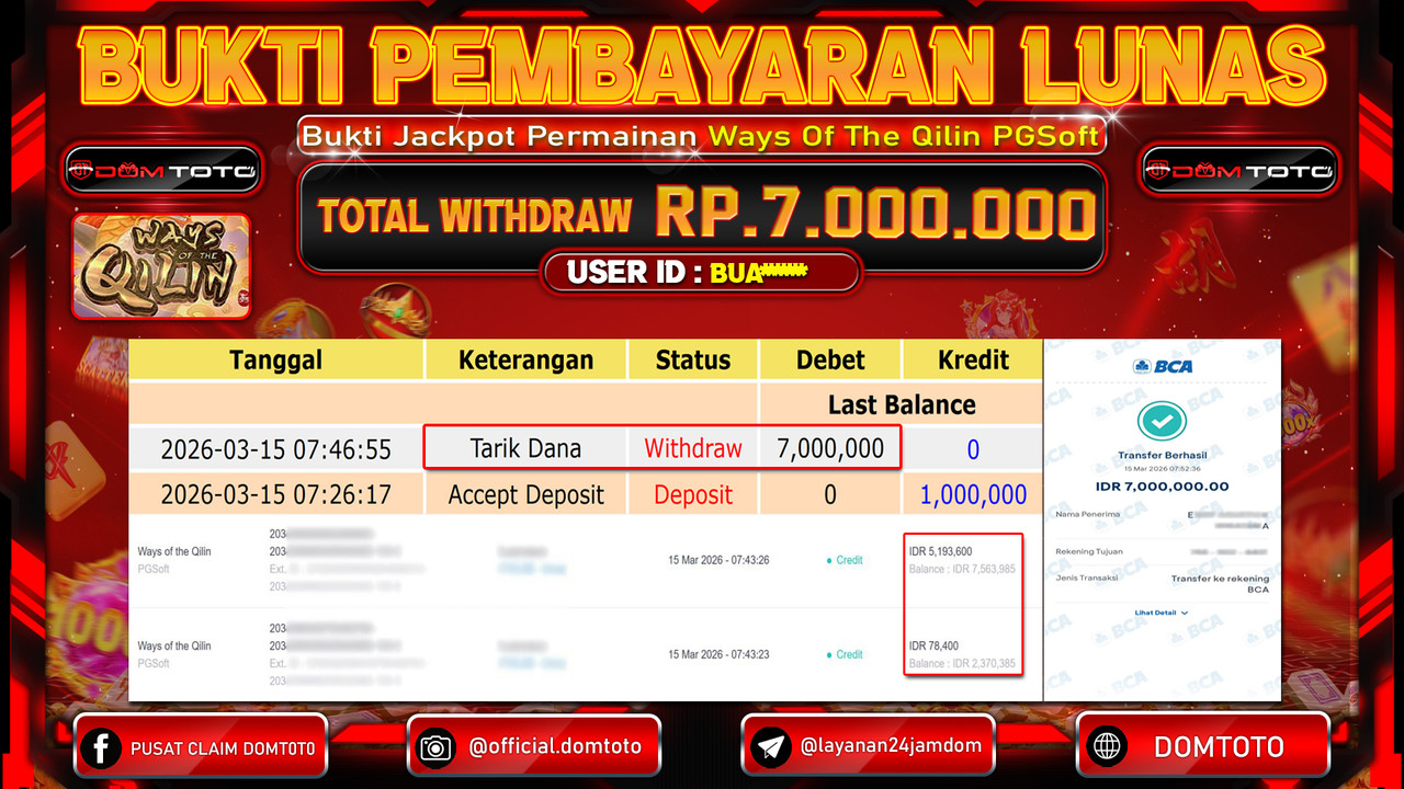 JACKPOT SLOT Ways of the Qilin PGSoft 15 MARET 2026