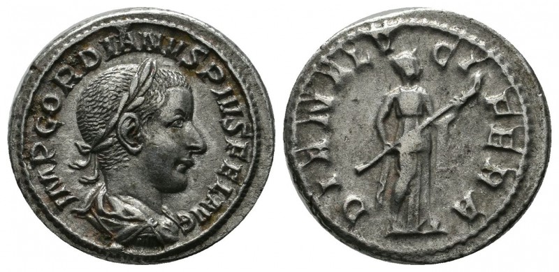 Denario de Gordiano III. DIANA LVCIFERA. Diana estante a dcha. Roma. 237298-l