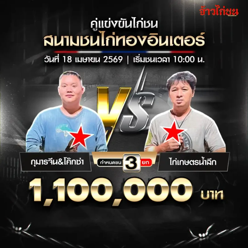 กุมารจีนและโค๊กซ่า พบ ไก่เกษตรน้ำลึก สนามชนไก่ทองอินเตอร์