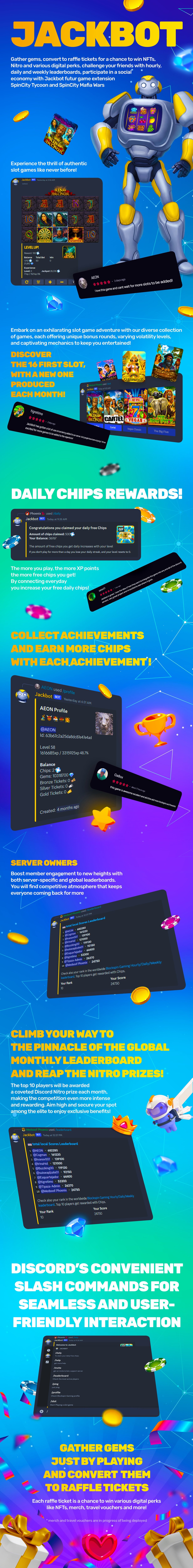 Experience thrilling slot games for endless entertainment on Discord. Join the excitement, compete on local or global leaderboards, and engage in friendly challenges with your friends Around the world.