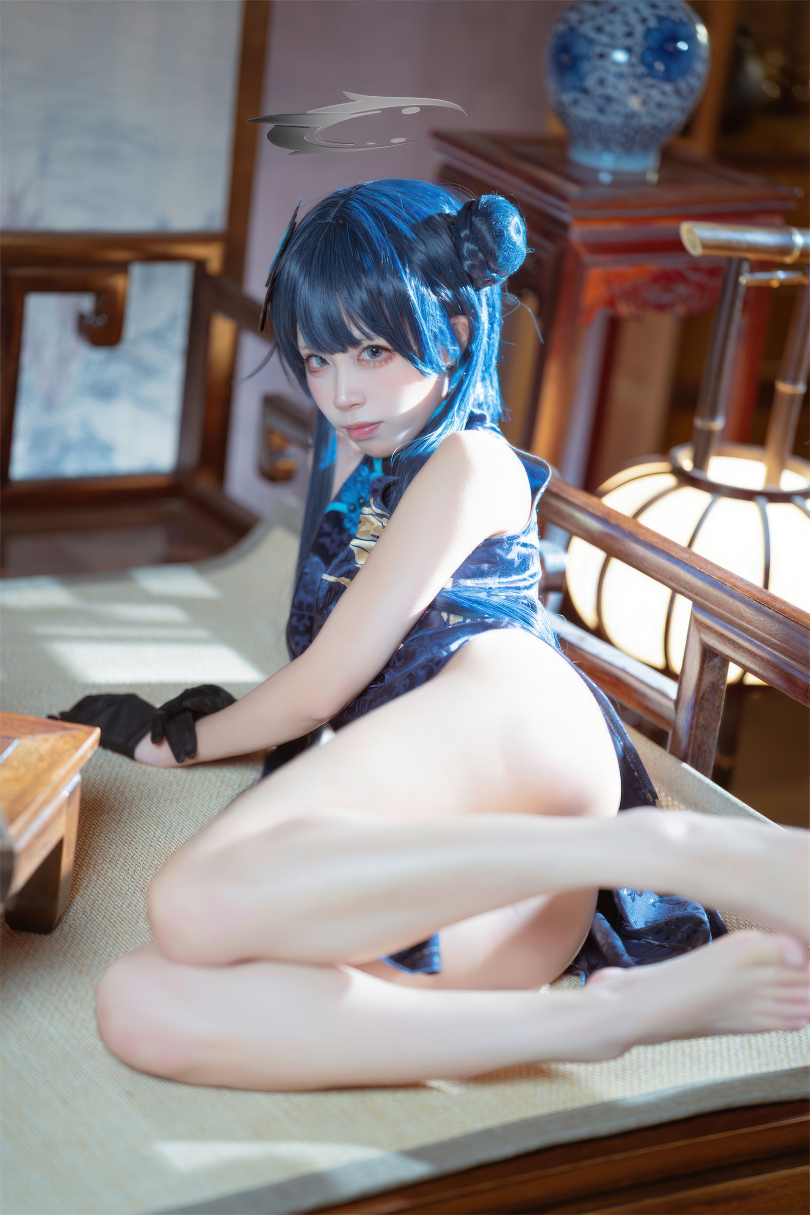 三無人型 COS 二次元：蔚蓝档案龙华妃咲旗袍写真（42P／407M）插图2