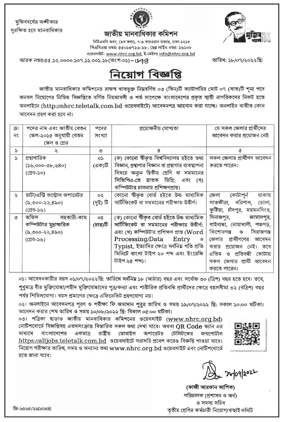 জাতীয় মানবাধিকার কমিশনে নিয়োগ