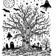 Haunted-Tree-Halloween-Coloring-Page