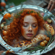 Garden wedding wom served Redhair head 0 15