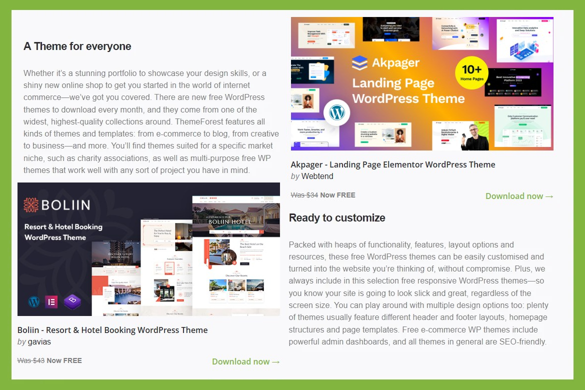2025 Themeforest 《7月份》2款免費 Wordpress 佈景主題 Akpager & Boliin