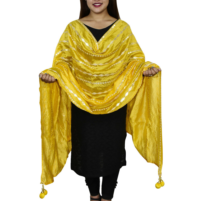thumbnail 33  - Women&#039;s Dupatta Gota Patti Traditional Wrap Chunni Shawl Scarf Hijab For Wedding