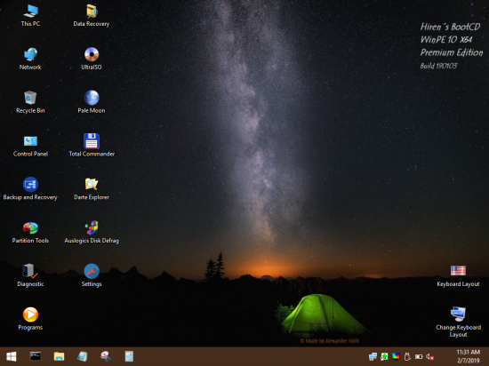 Hirens BootCD WinPE10 Premium Edition Build 190103