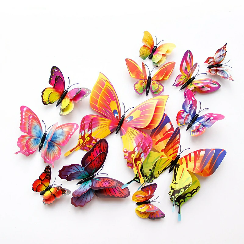 Set 12 fluturi decorativi de pus pe perete 3D cu magnet ieftini decoratiuni  pereti perdele – zella.ro