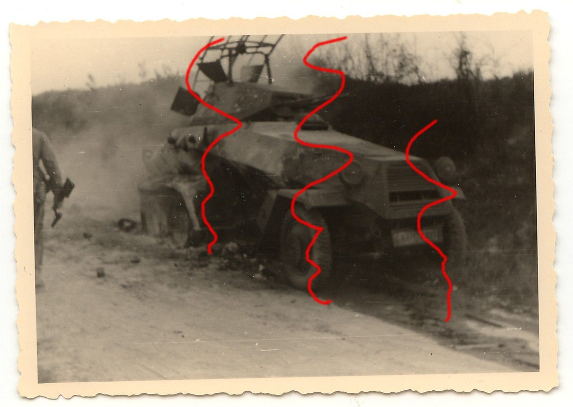 Deutscher 6 Rad Panzerspähwagen abgeschossen Pol