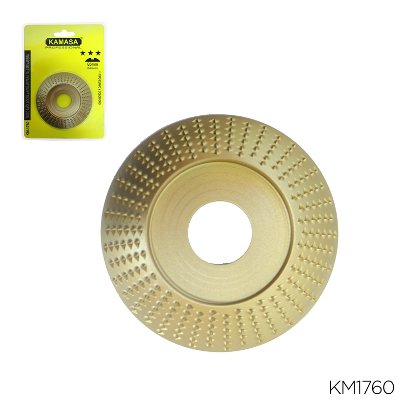 DISCO AMOLADORA ANGULAR PARA TALLA MADERA "KAMASA" 85MM TIPO CURVO Y COLOR ORO