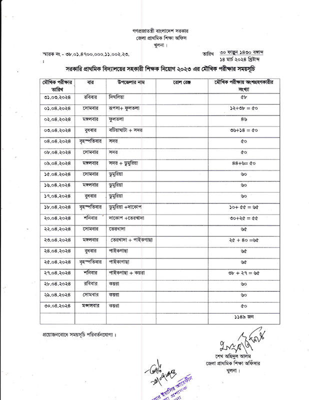 Primary-Khulna-District-Viva-Date-2024-PDF