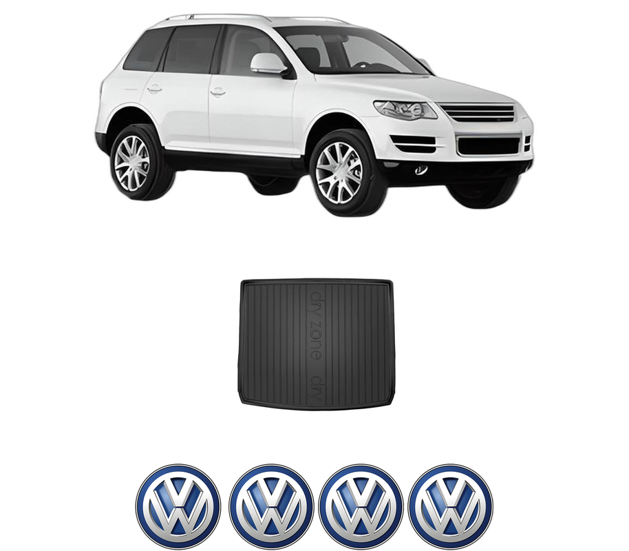 Tavita Portbagaj Volkswagen TOUAREG (7LA, 7L6, 7L7) din 2002-2010, Protectie Portbagaj Auto, 4x Stickere auto cu Volkswagen