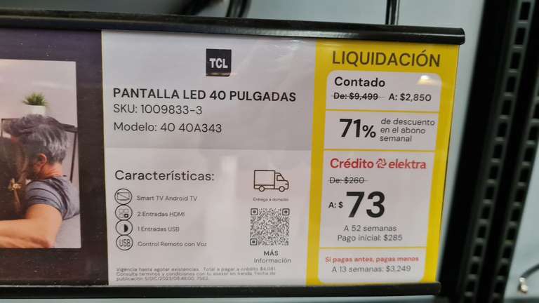 Elektra: Pantalla tcl 40 FHD smart android 