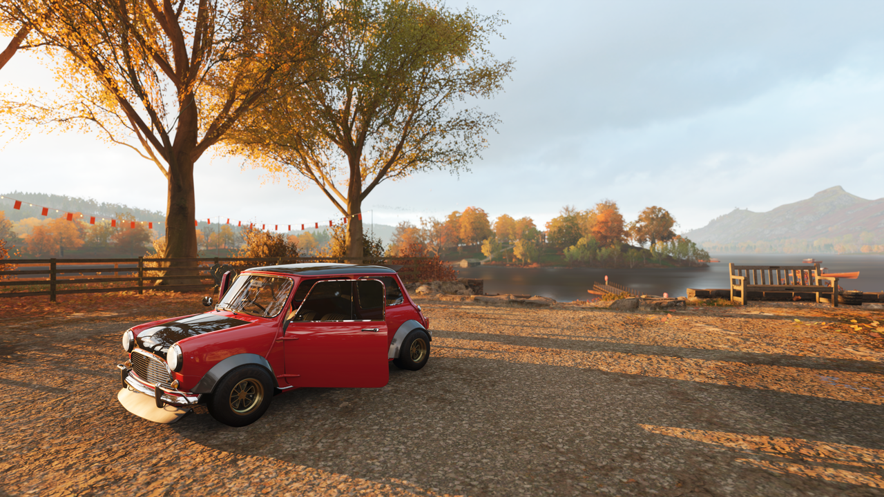 Mini Cooper road autumn