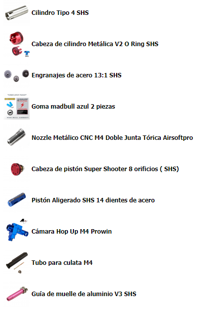 m4 piezas