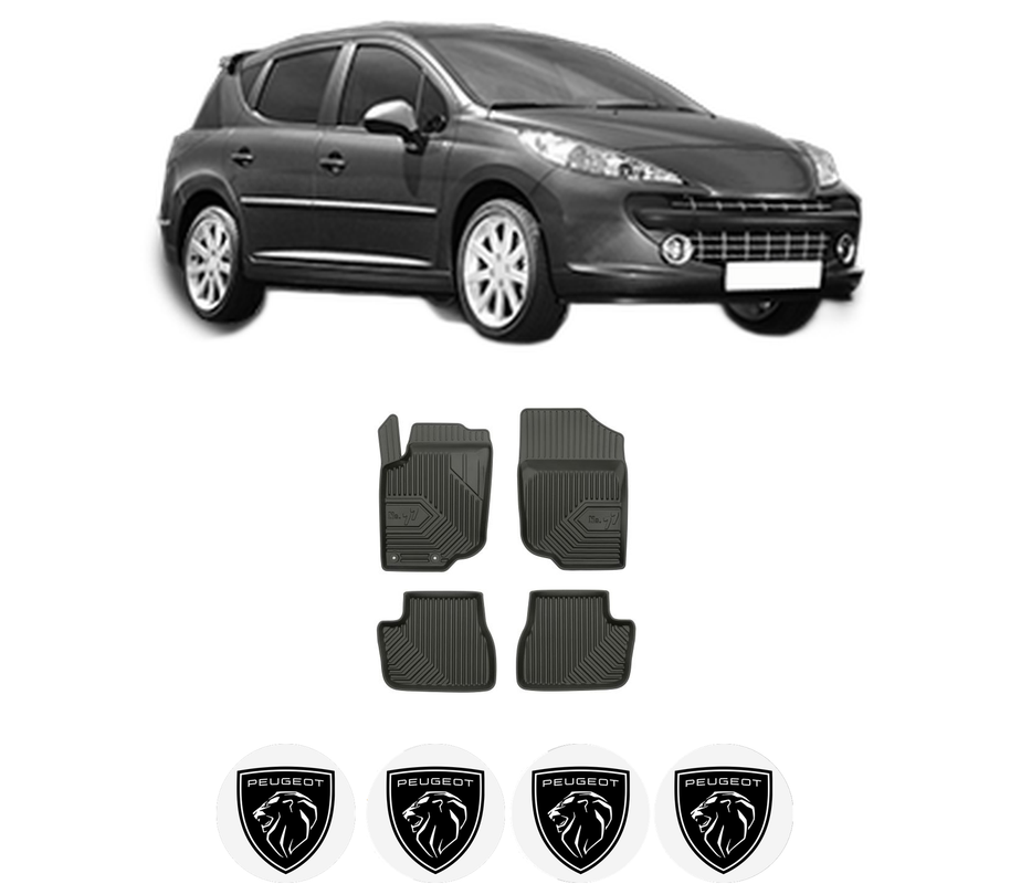 Set covorase presuri PEUGEOT 207 SW (WK_) din 2007-2013, auto, din cauciuc thermoplastic, 4 Stickere auto cu PEUGEOT