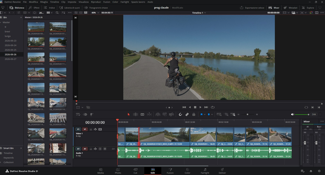 Pagina Edit DaVinci Resolve