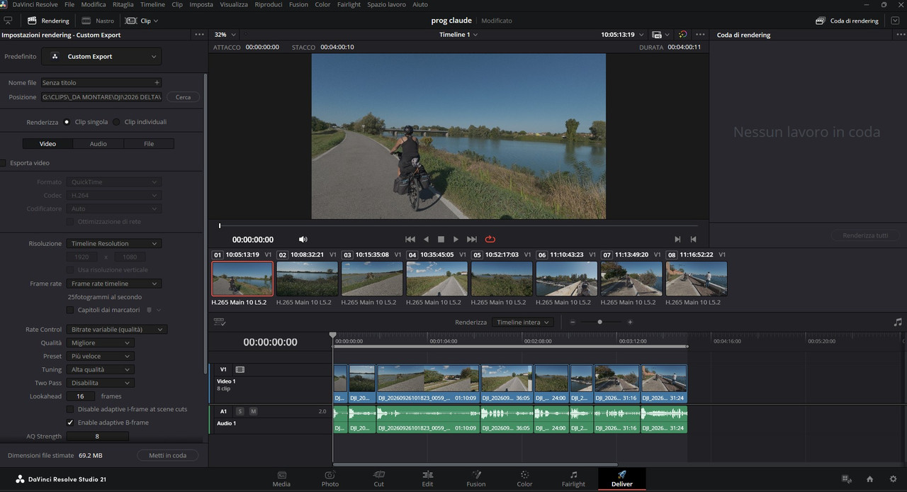 Pagina Deliver DaVinci Resolve