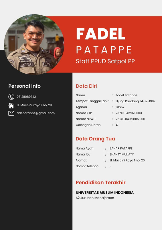 Biodata ID Card Kak Fadel