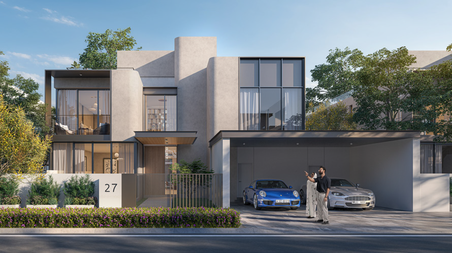 Luxury exterior of Address Villas Hillcrest in Dubai Hills Estate featuring modern architecture, landscaped surroundings, and premium villa design — Distress Deal opportunity