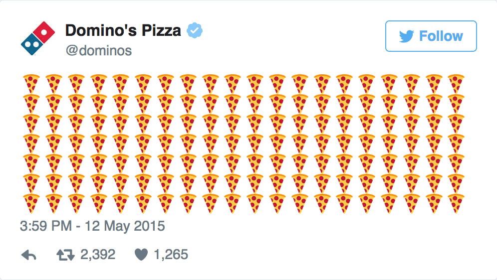 utilisation des émojis par Domino's sur Twitter