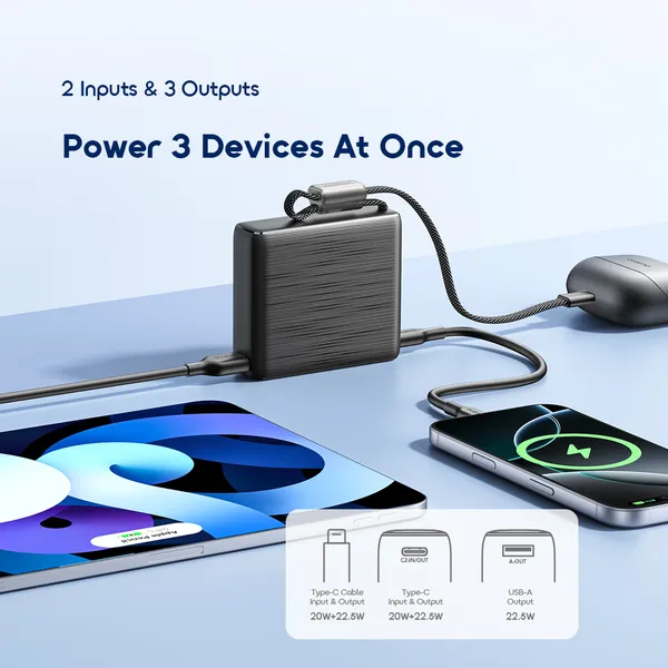 Simultaneous 3 Devices Triple Multi Charging Output Ports