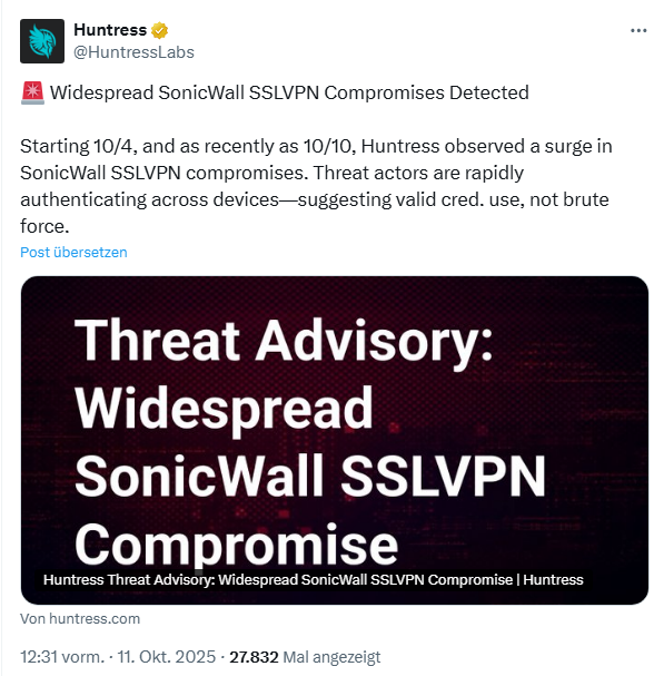 Angriffe auf SonicWall SSLVPNs