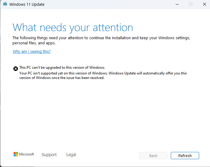 24H2 nije htio instalirati