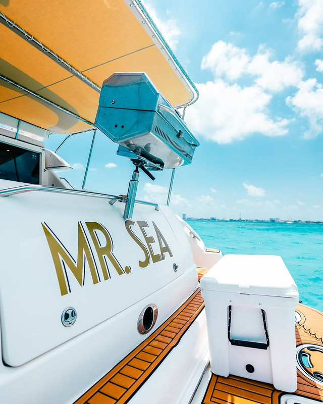 Mr Sea 50 ft yacht rental Cancun - Sound system and entertainment area for yacht parties and celebrations